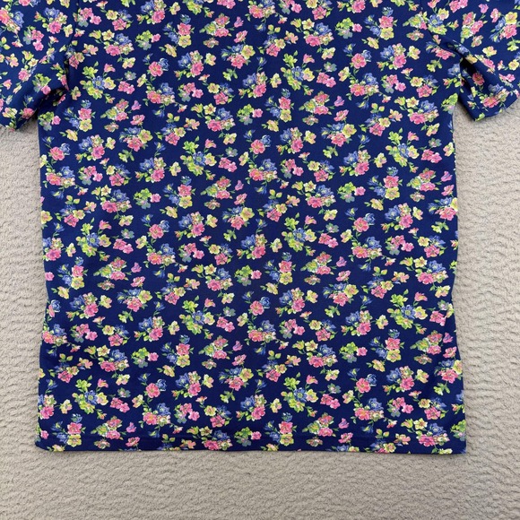 RLX Ralph Lauren Polo Shirt Mens Medium Blue Floral Golf Stretch Performance - Picture 7 of 12